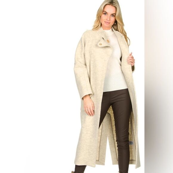 NWT Ba&Sh Come Wool White Tranch Coat Black Leather Belt Size XS - Picture 6 of 16